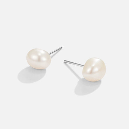 Ina Softly Rounded Pearl Stud Earrings