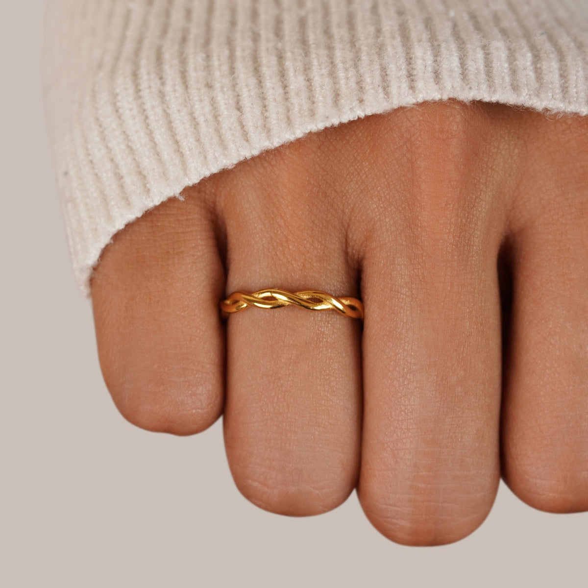 Twin Strand Gold-Tone Infinity Band Ring