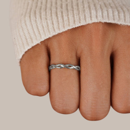 Quiet Infinity Fold Silver-Tone Ring