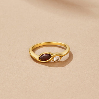 Deep Red Crystal Infinity Twist Ring
