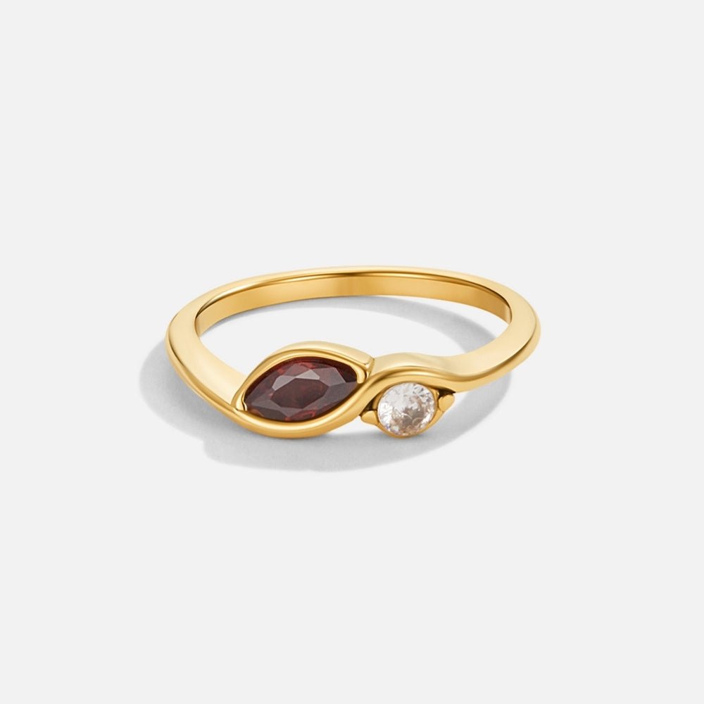 Deep Red Crystal Infinity Twist Ring