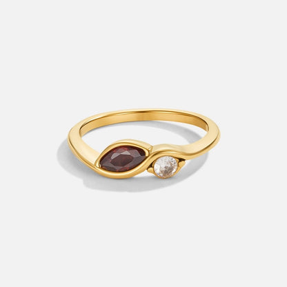 Deep Red Crystal Infinity Twist Ring