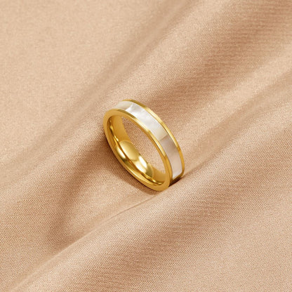 Ivory Pearl Set Warm Gold-Tone Band Ring