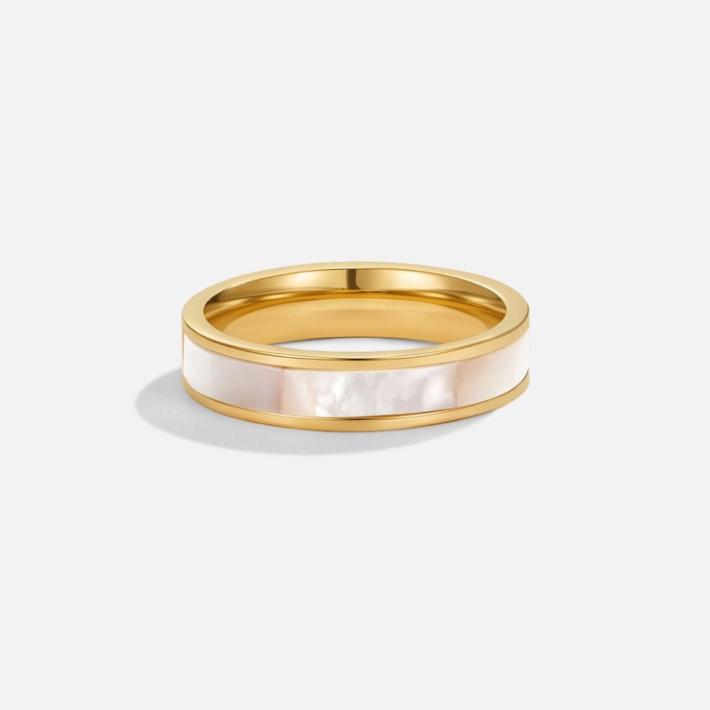 Ivory Pearl Set Warm Gold-Tone Band Ring