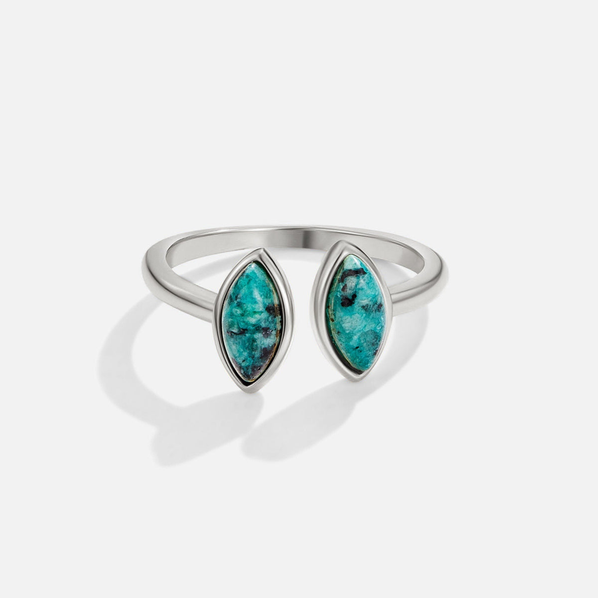 Open Wrap Ring in Silver-Tone with Jade Green
