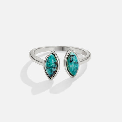 Open Wrap Ring in Silver-Tone with Jade Green