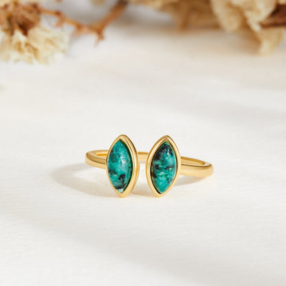 Jade Green Stone Open Wrap Band Ring