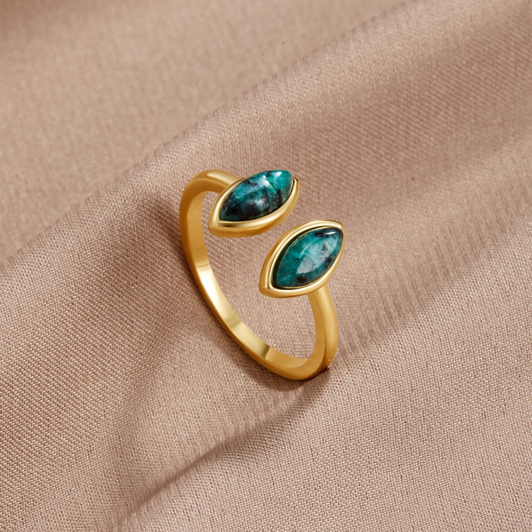 Jade Green Stone Open Wrap Band Ring