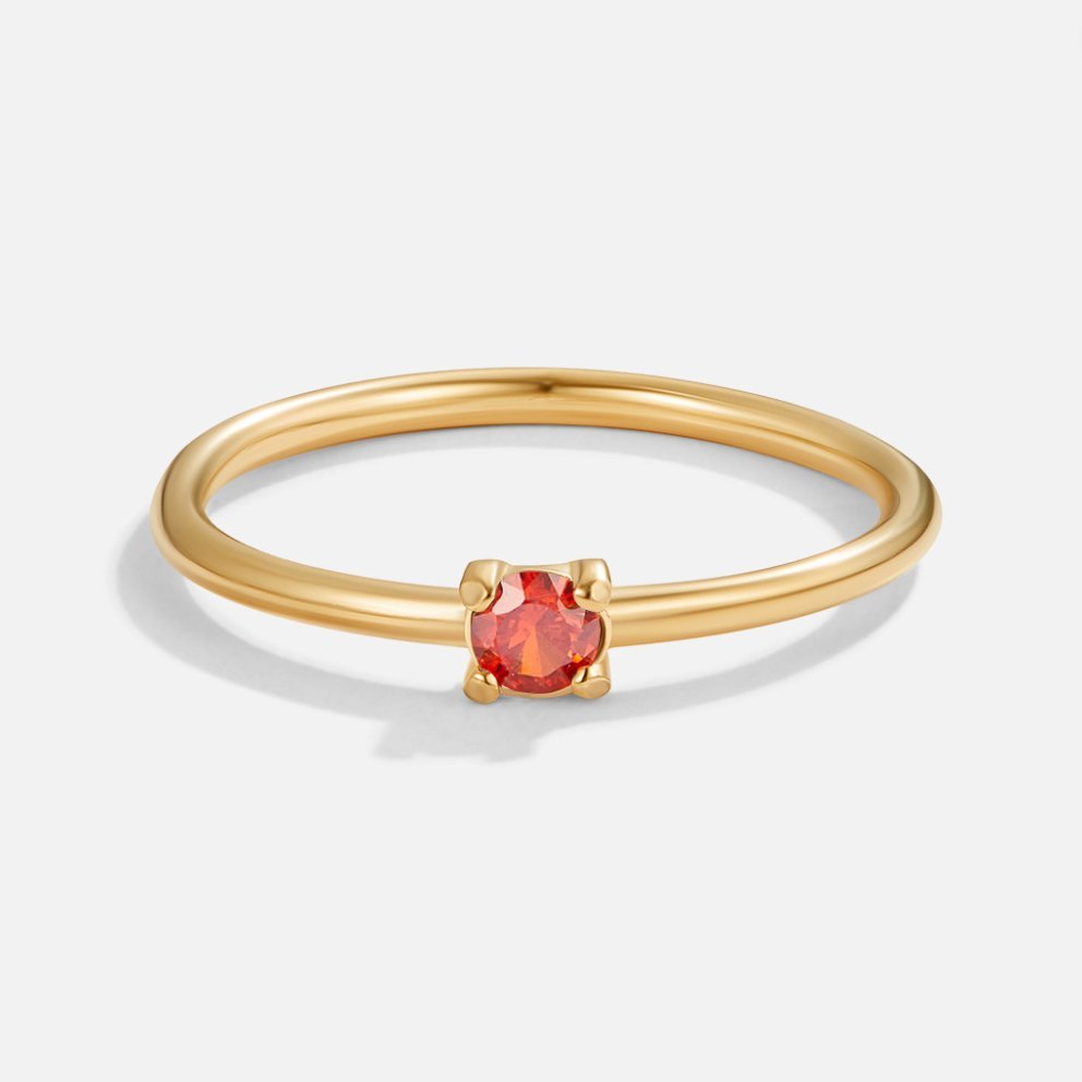 Gold-Tone July Birthstone Band Ring in Warm Red