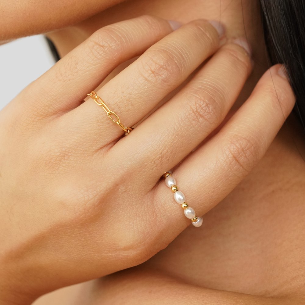 Kai Tiny Single Pearl on a Fine Band Ring