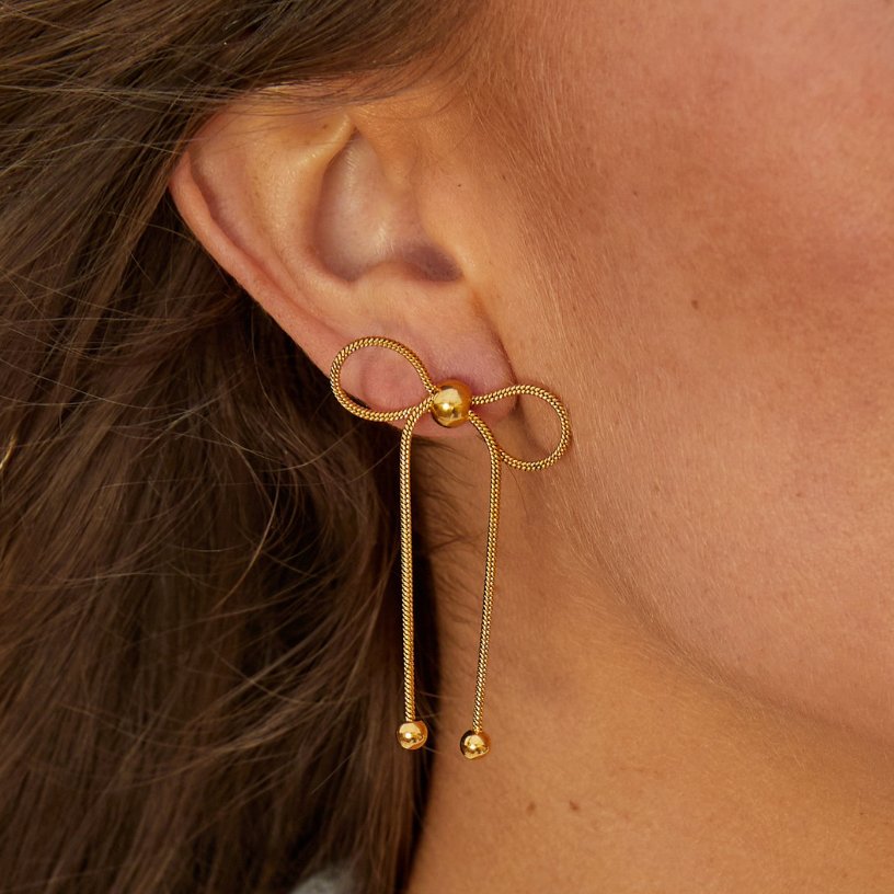 Katie Small Tied Ribbon Bow Stud Earrings