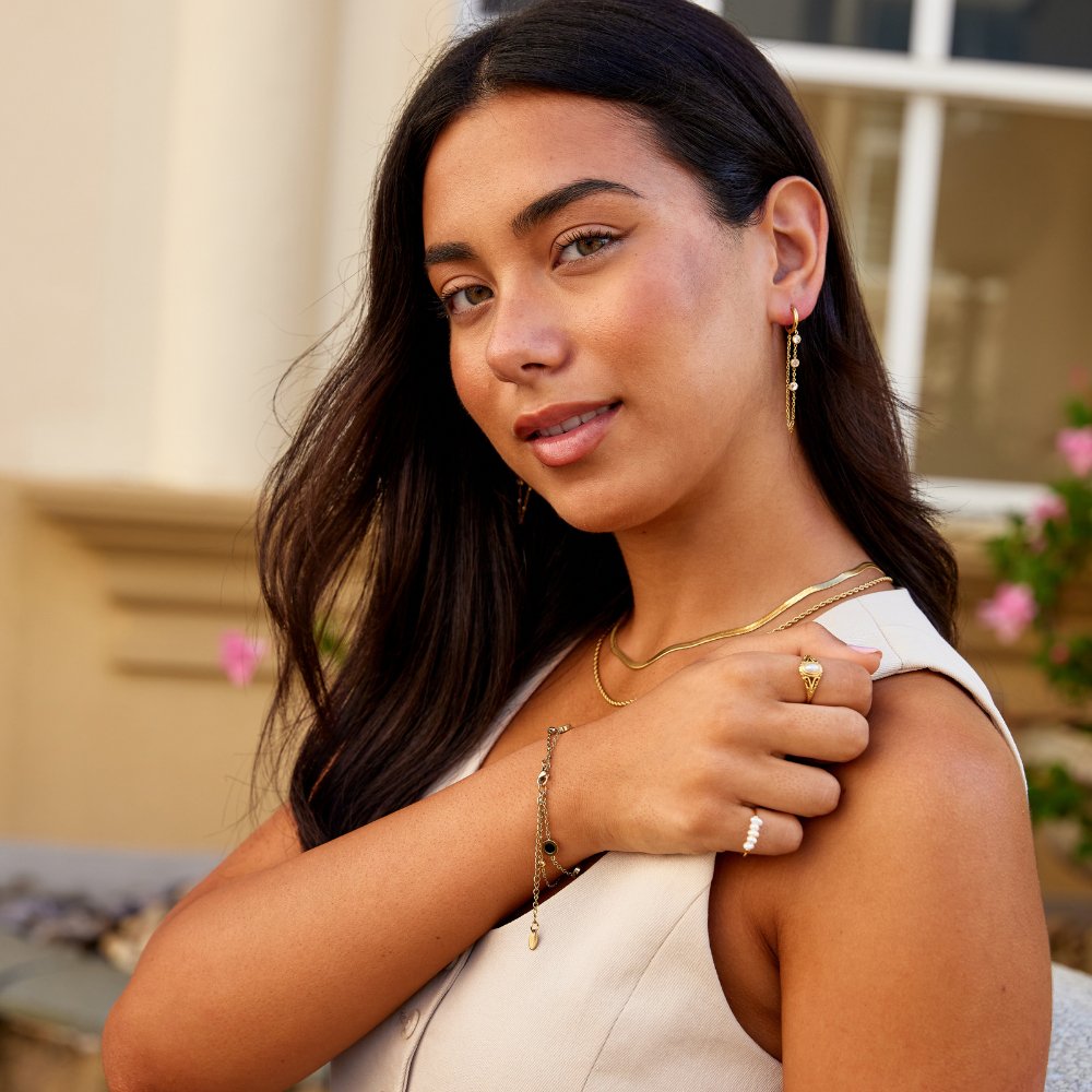 Kira Hoop Earrings with a Fine Crystal Drop