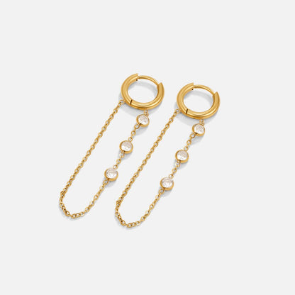 Kira Hoop Earrings with a Fine Crystal Drop
