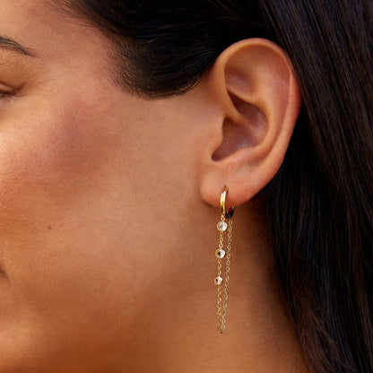 Kira Hoop Earrings with a Fine Crystal Drop