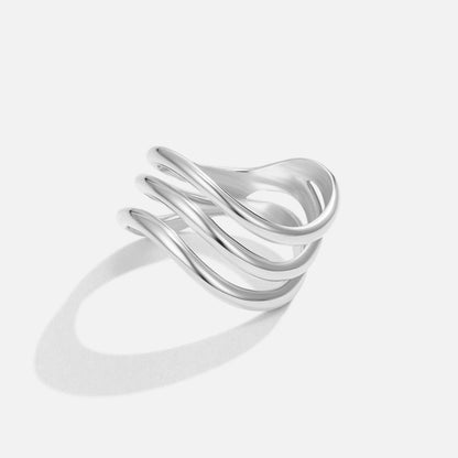 Kiya Fine Silver-Tone Triple Band Layered Ring