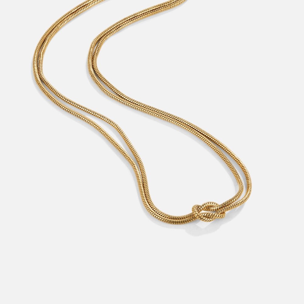 Soft Knot Detail Gold-Tone Chain Necklace