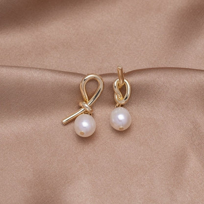 Little Sailor Knot Gold-Tone Pearl Earrings