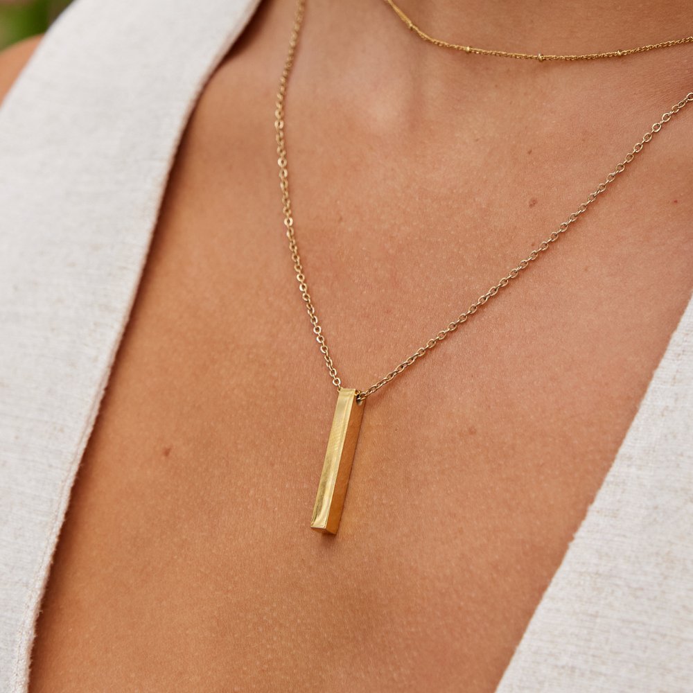 Lala Slim Vertical Bar Gold-Tone Necklace