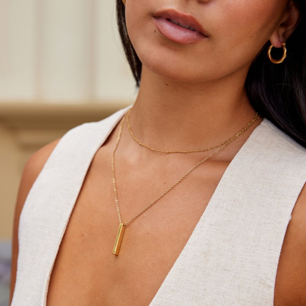 Lala Slim Vertical Bar Gold-Tone Necklace