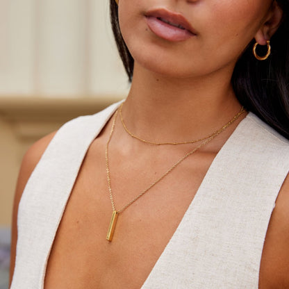Lala Slim Vertical Bar Gold-Tone Necklace