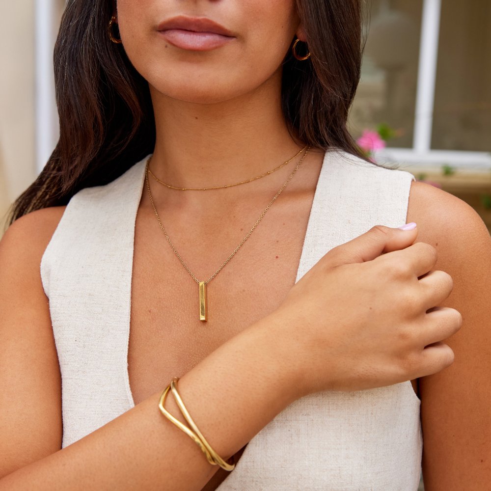 Lala Slim Vertical Bar Gold-Tone Necklace