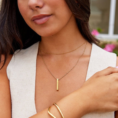 Lala Slim Vertical Bar Gold-Tone Necklace