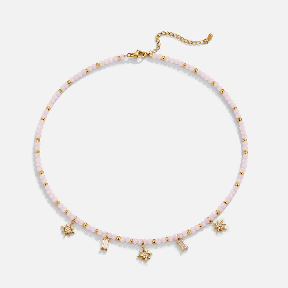 Lana Powder Pink Beaded Fine Chain Necklace