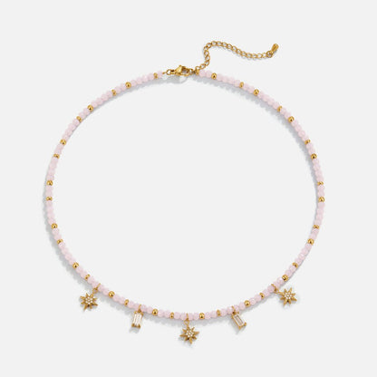Lana Powder Pink Beaded Fine Chain Necklace