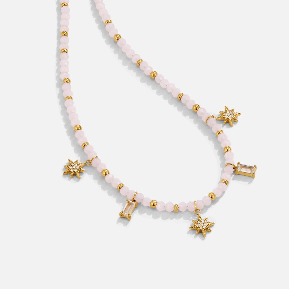 Lana Powder Pink Beaded Fine Chain Necklace