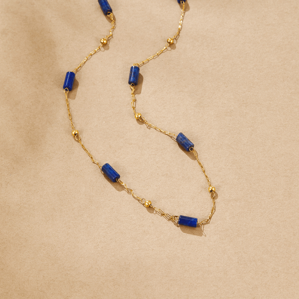 Deep Lapis Blue Beaded Collar Necklace
