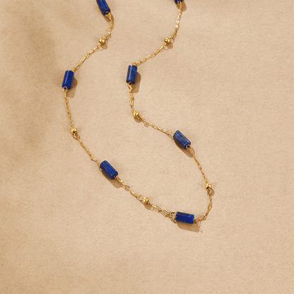 Deep Lapis Blue Beaded Collar Necklace