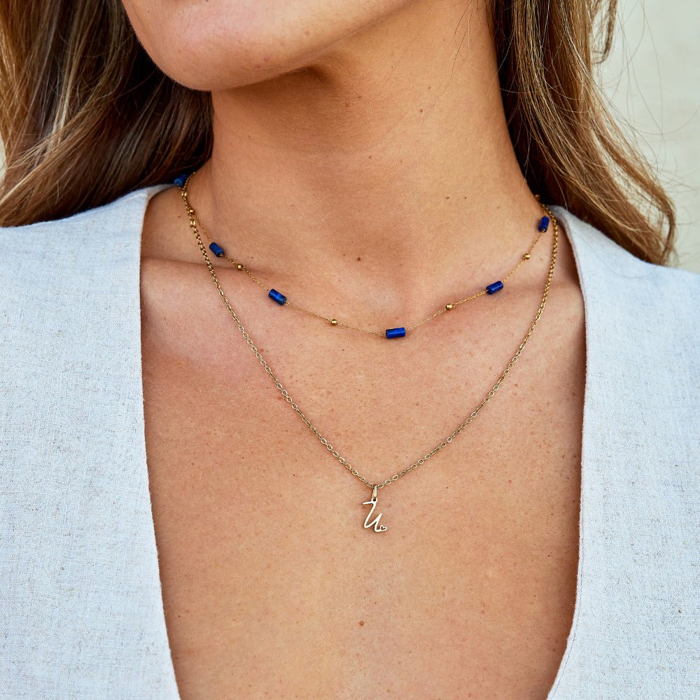 Deep Lapis Blue Beaded Collar Necklace