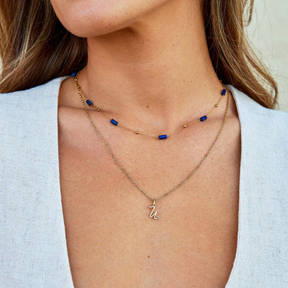 Deep Lapis Blue Beaded Collar Necklace