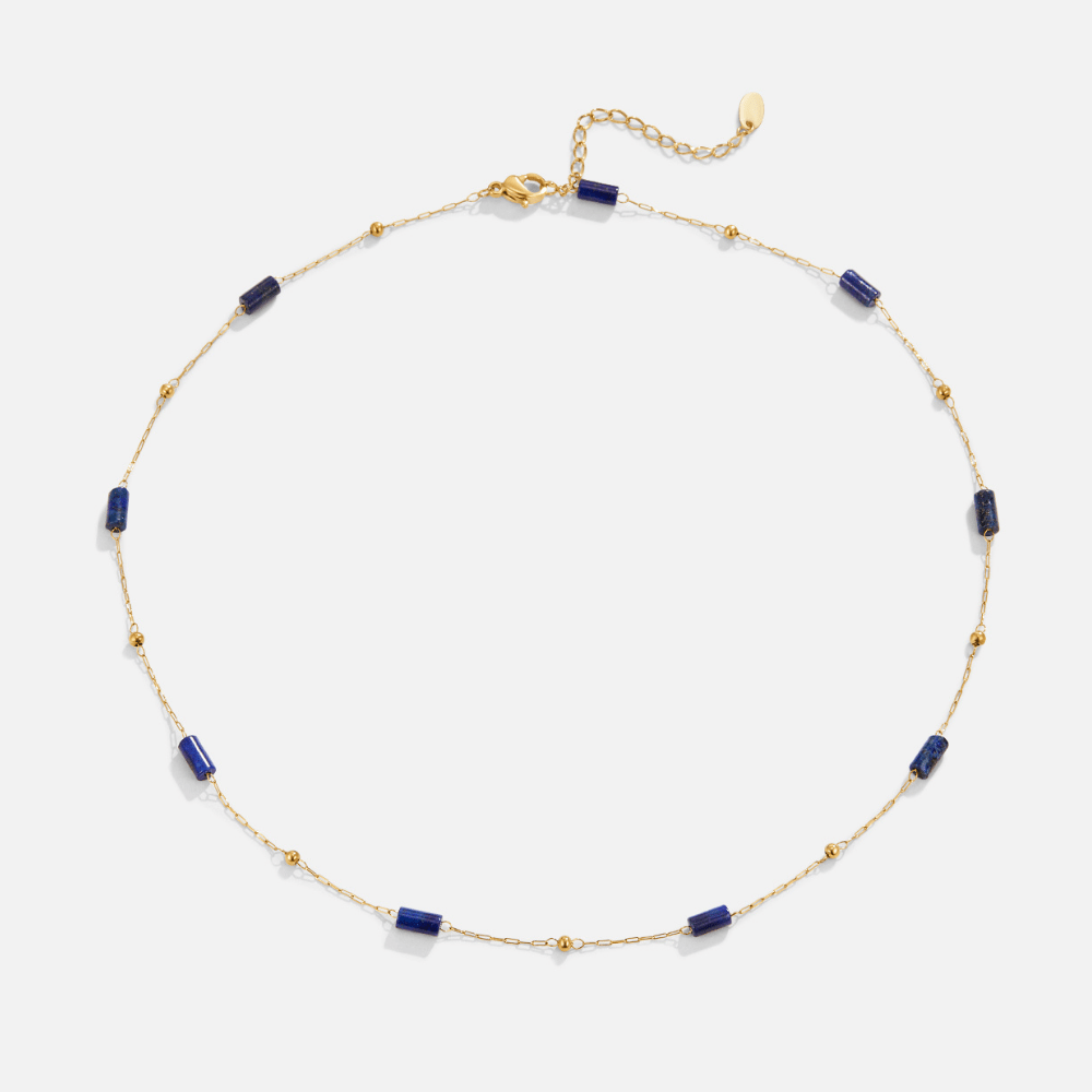 Deep Lapis Blue Beaded Collar Necklace