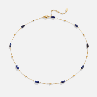 Deep Lapis Blue Beaded Collar Necklace