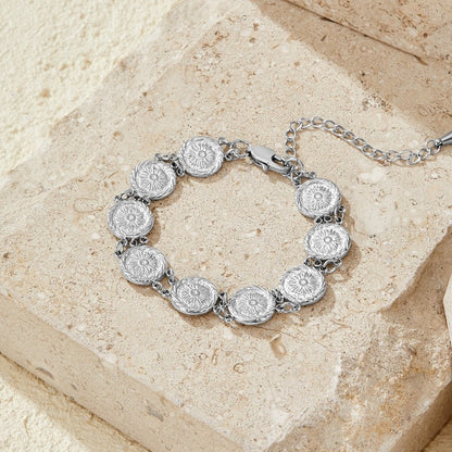 Lara Silver-Tone Coin Disc Bracelet