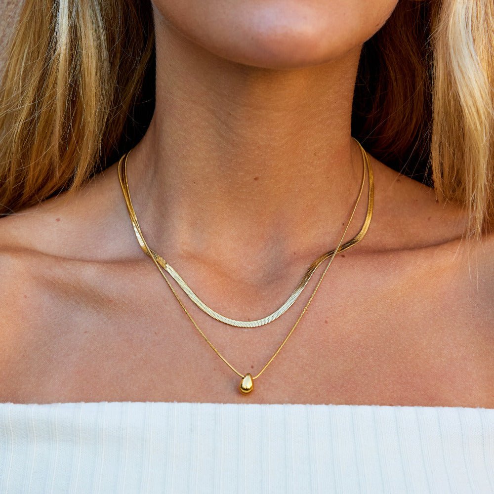 Bella Two Strand Teardrop Pendant Necklace