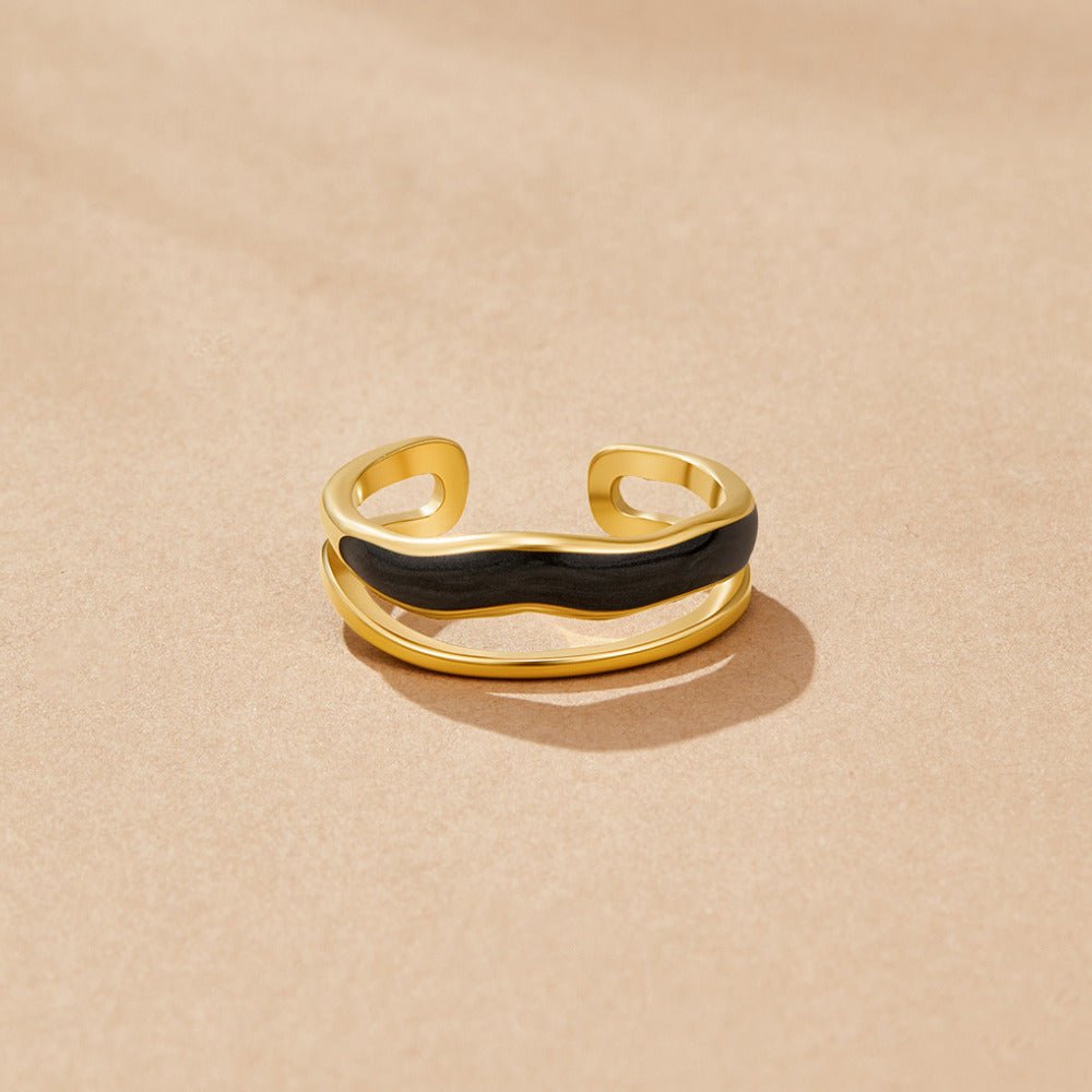 Sahara Black Stacked Gold-Tone Band Ring