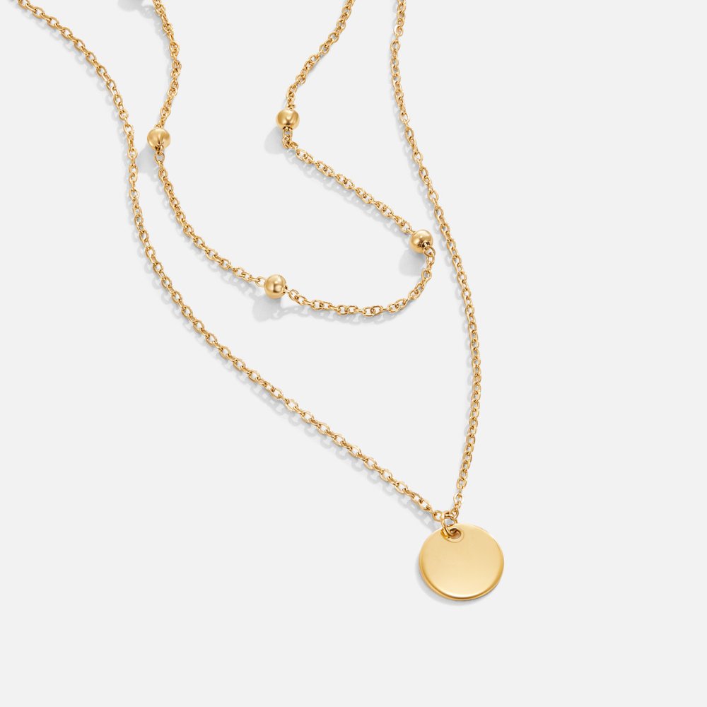 Small Disc Layered Chain Everyday Necklace