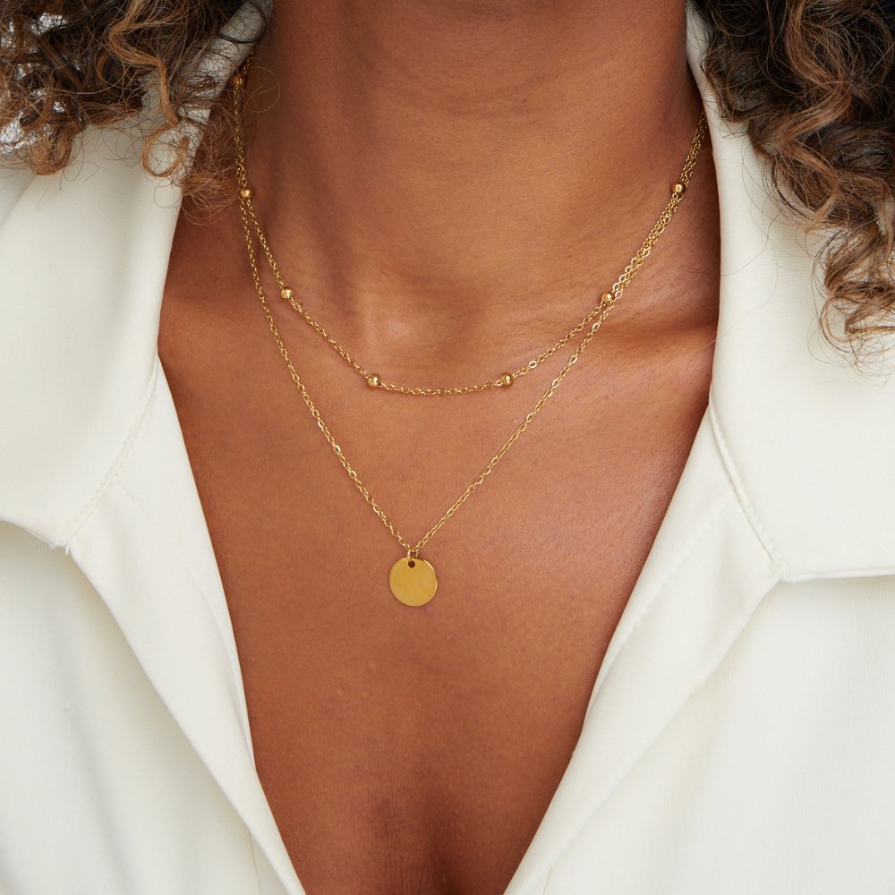 Small Disc Layered Chain Everyday Necklace