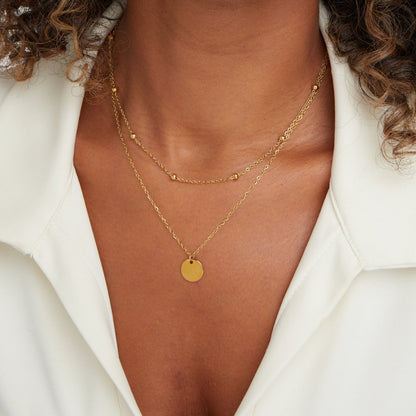 Small Disc Layered Chain Everyday Necklace