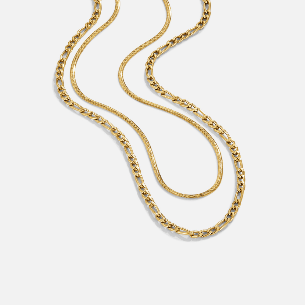 Alternating Figaro Link Layered Necklace
