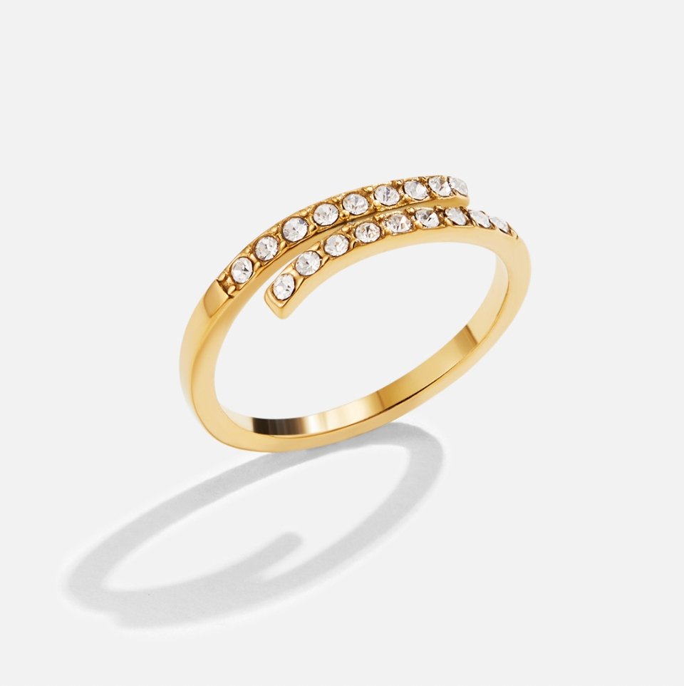 Wrapped Gold-Tone Ring with Crystal Detail