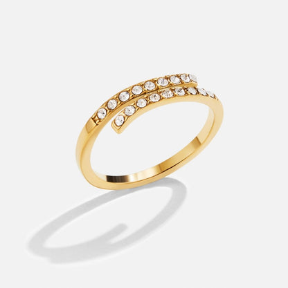 Wrapped Gold-Tone Ring with Crystal Detail