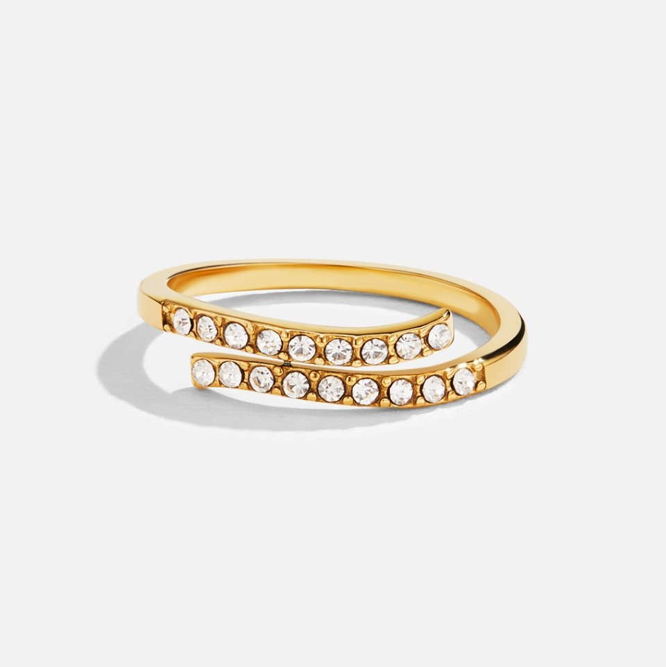 Wrapped Gold-Tone Ring with Crystal Detail