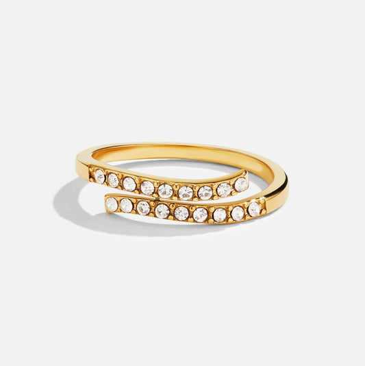 Wrapped Gold-Tone Ring with Crystal Detail