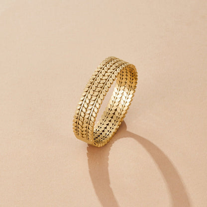 Trailing Leafwork Layered Gold-Tone Bangle