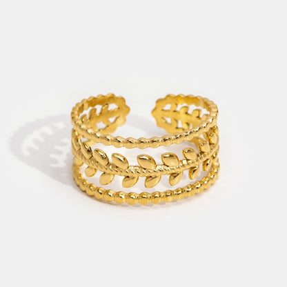 Marissa Wrapped Leaf Gold-Tone Band Ring