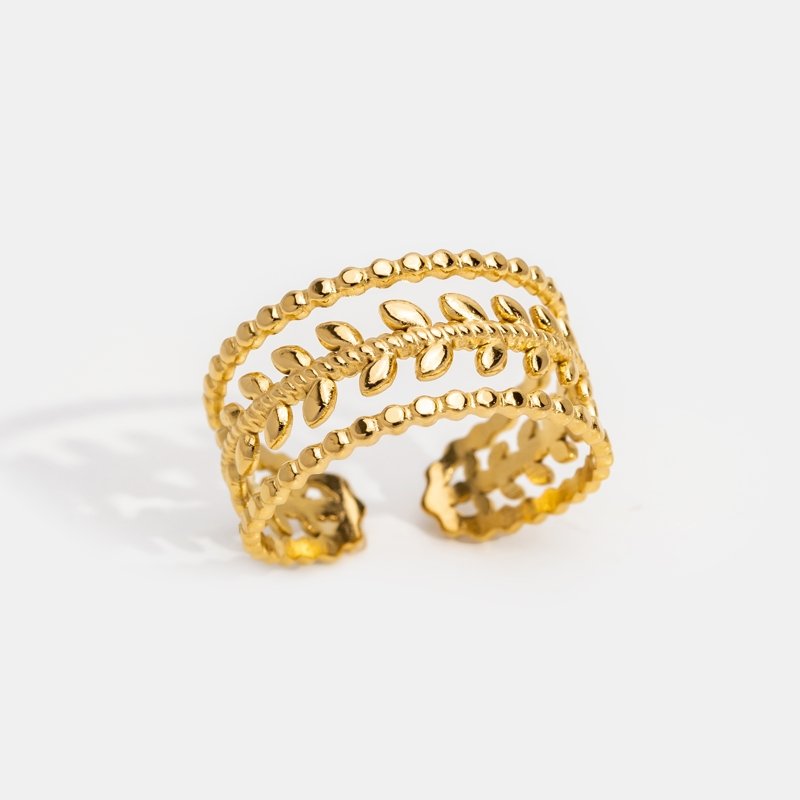 Marissa Wrapped Leaf Gold-Tone Band Ring