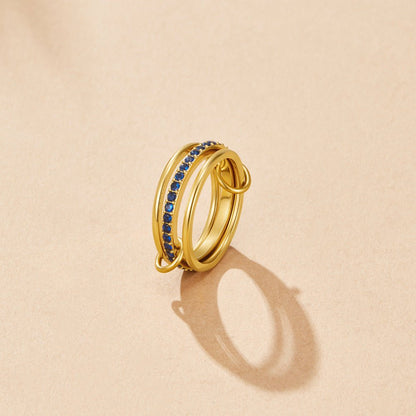 Kaili Stacked Band Ring with Blue Crystals
